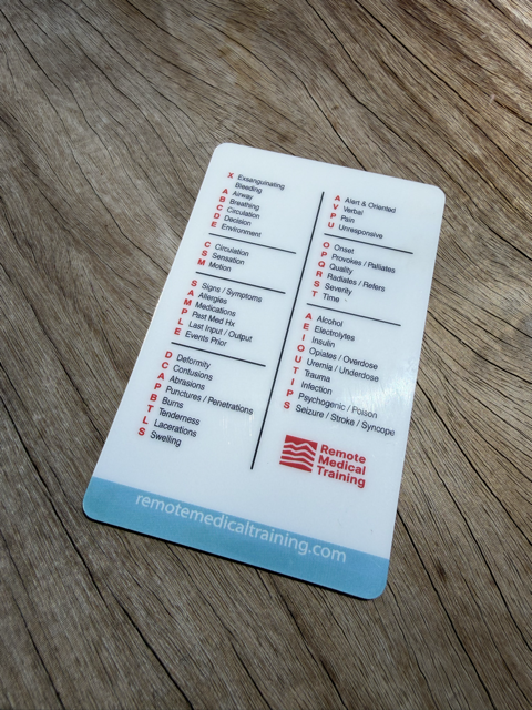 RMT Patient Assessment Wallet Card