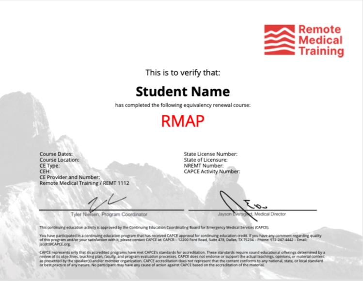 Rmap Packet Remote Medicine for the Advanced Provider (RMAP™) – Remote Medical Training